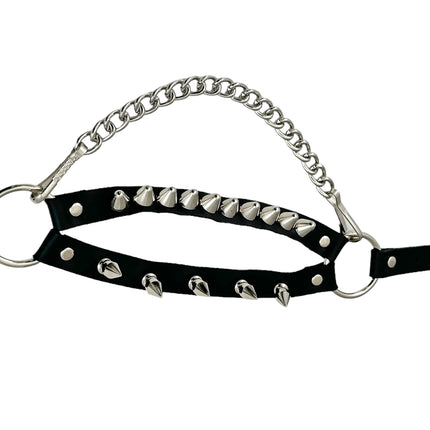 BS370  UK77 STUDDED SPIKE XL DOUBLE STRAP  BOOTSTRAP LEATHER