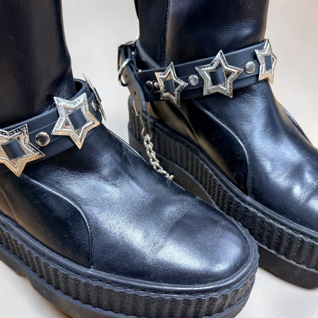 BS390STAR  STAR CONCHO LEATHR BOOTSTRAP