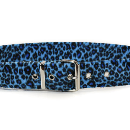 BT100L-LEOPARD 1 3/4"WIDE FUZZY FABRIC BONDED LEATHER BELT