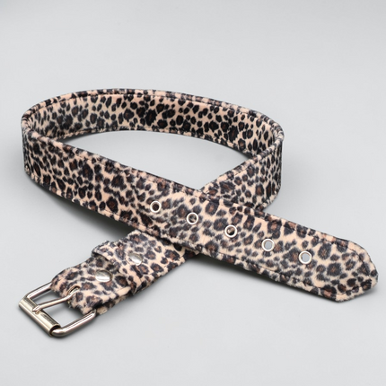 BT100L-LEOPARD 1 3/4"WIDE FUZZY FABRIC BONDED LEATHER BELT