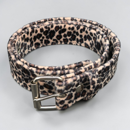BT100L-LEOPARD 1 3/4"WIDE FUZZY FABRIC BONDED LEATHER BELT