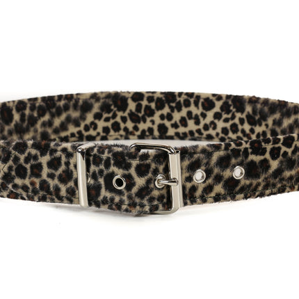 BT100L-LEOPARD 1 3/4"WIDE FUZZY FABRIC BONDED LEATHER BELT