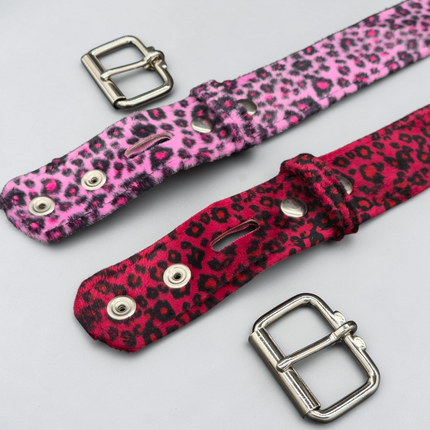 BT100L-BLU FUZZY LEOPARD BLUE PLAIN  BELT
