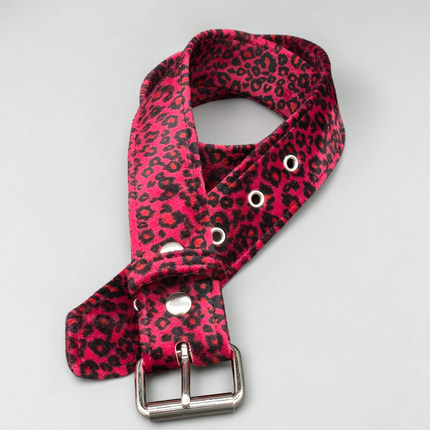 BT100L-LEOPARD 1 3/4"WIDE FUZZY FABRIC BONDED LEATHER BELT