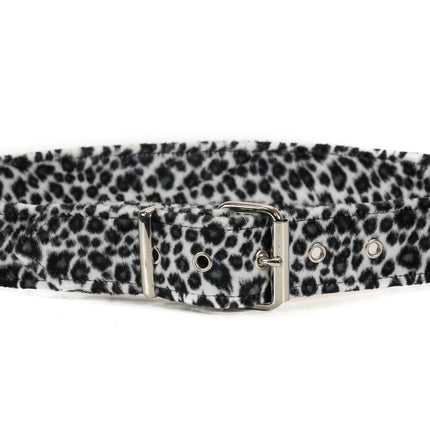 BT100L-LEOPARD 1 3/4"WIDE FUZZY FABRIC BONDED LEATHER BELT