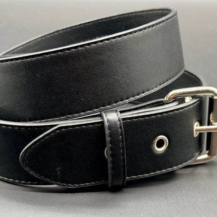 BT100M-175BLK  BLACK  SOLID VEGAN  LEATHER 1 3/4" WIDE PLAIN BELT