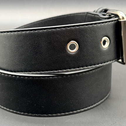 BT100M-175BLK  BLACK  SOLID VEGAN  LEATHER 1 3/4" WIDE PLAIN BELT