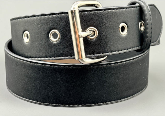 BT100M-175BLK  BLACK  SOLID VEGAN  LEATHER 1 3/4" WIDE PLAIN BELT