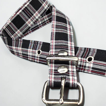 BT100-150 PLAID BLACK  PUNK  1 1/2" PLAIN BELT
