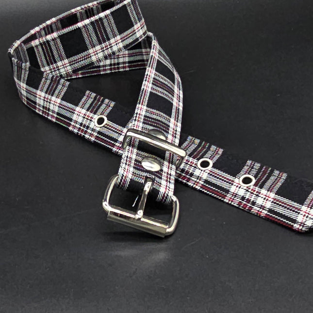 BT100-150 PLAID BLACK  PUNK  1 1/2" PLAIN BELT