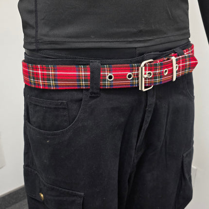 BT100-150 PLAID RED 1 1/2" PLAIN BELT
