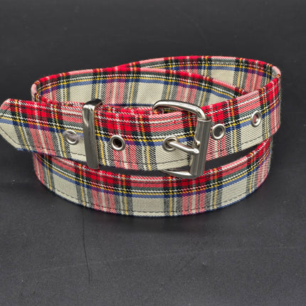 BT100-175 PLAID WHITE  PUNK  1 3/4" PLAIN BELT