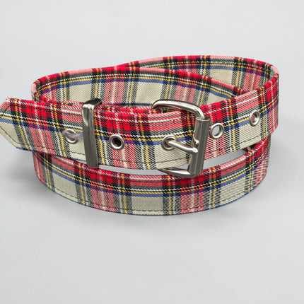 BT100-150 PLAID WHITE  PUNK  1 1/2" PLAIN BELT