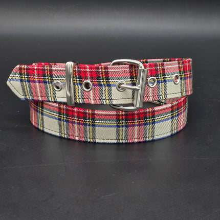 BT100-150 PLAID WHITE  PUNK  1 1/2" PLAIN BELT