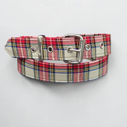 BT100-150 PLAID WHITE  PUNK  1 1/2" PLAIN BELT