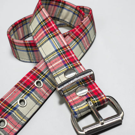 BT100-150 PLAID WHITE  PUNK  1 1/2" PLAIN BELT