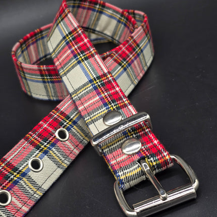 BT100-175 PLAID WHITE  PUNK  1 3/4" PLAIN BELT