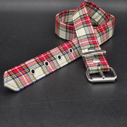 BT100-150 PLAID WHITE  PUNK  1 1/2" PLAIN BELT