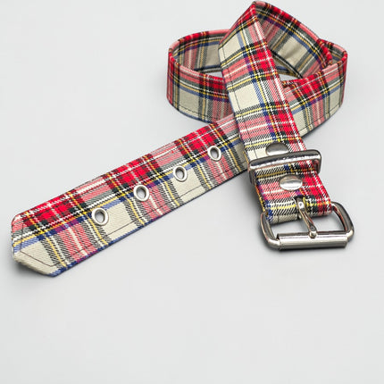 BT100-150 PLAID WHITE  PUNK  1 1/2" PLAIN BELT