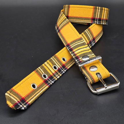 BT100-150 PLAID YELLOW PUNK  1 1/2" PLAIN BELT