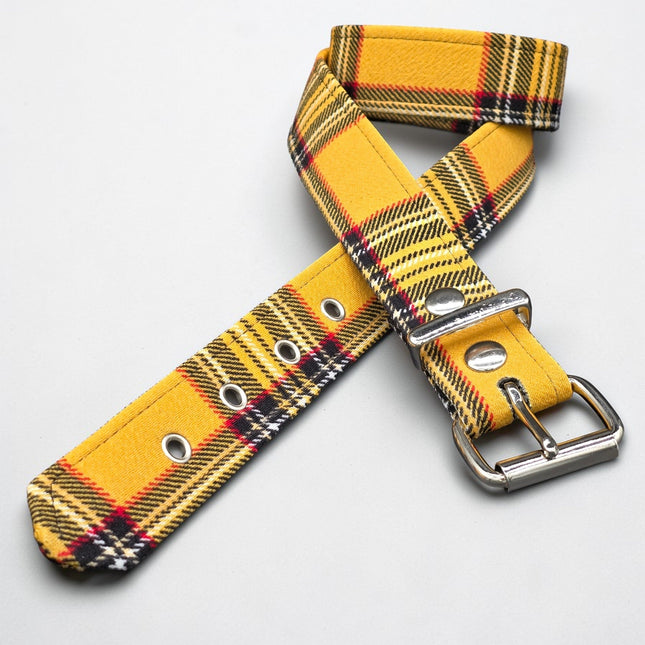 BT100-150 PLAID YELLOW PUNK  1 1/2" PLAIN BELT