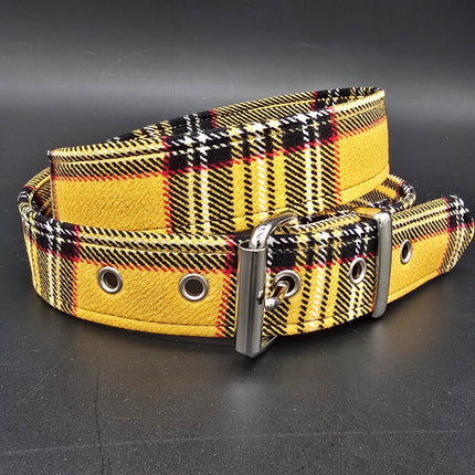 BT100-150 PLAID YELLOW PUNK  1 1/2" PLAIN BELT