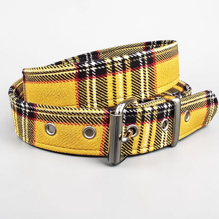 BT100-150 PLAID YELLOW PUNK  1 1/2" PLAIN BELT