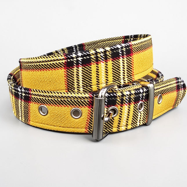 BT100-150 PLAID YELLOW PUNK  1 1/2" PLAIN BELT