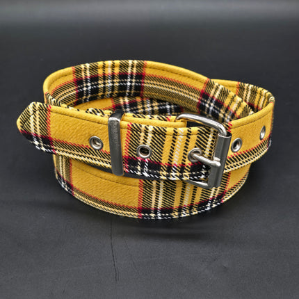 BT100-150 PLAID YELLOW PUNK  1 1/2" PLAIN BELT