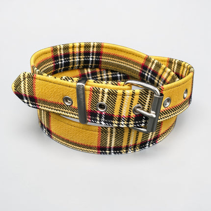 BT100-150 PLAID YELLOW PUNK  1 1/2" PLAIN BELT