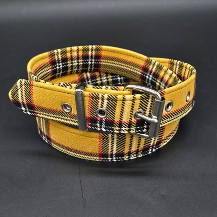 BT100-150 PLAID YELLOW PUNK  1 1/2" PLAIN BELT