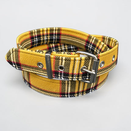 BT100-150 PLAID YELLOW PUNK  1 1/2" PLAIN BELT