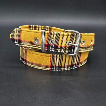 BT100-150 PLAID YELLOW PUNK  1 1/2" PLAIN BELT