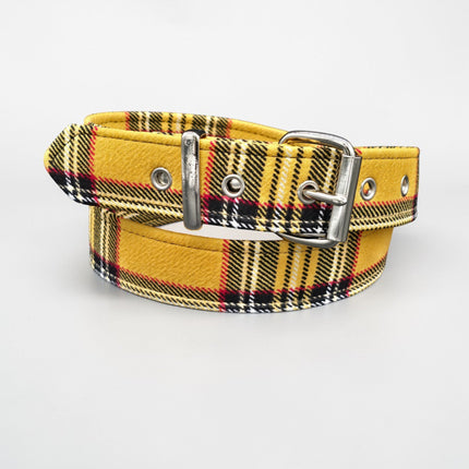 BT100-150 PLAID YELLOW PUNK  1 1/2" PLAIN BELT