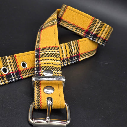 BT100-150 PLAID YELLOW PUNK  1 1/2" PLAIN BELT