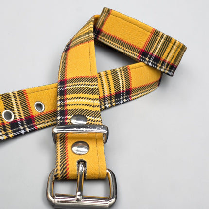 BT100-150 PLAID YELLOW PUNK  1 1/2" PLAIN BELT