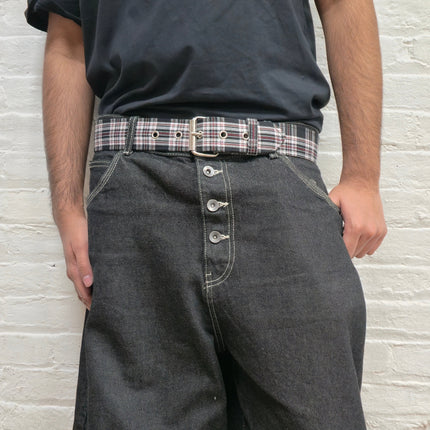 BT100-175 PLAID BLACK  PUNK  1 3/4" PLAIN BELT