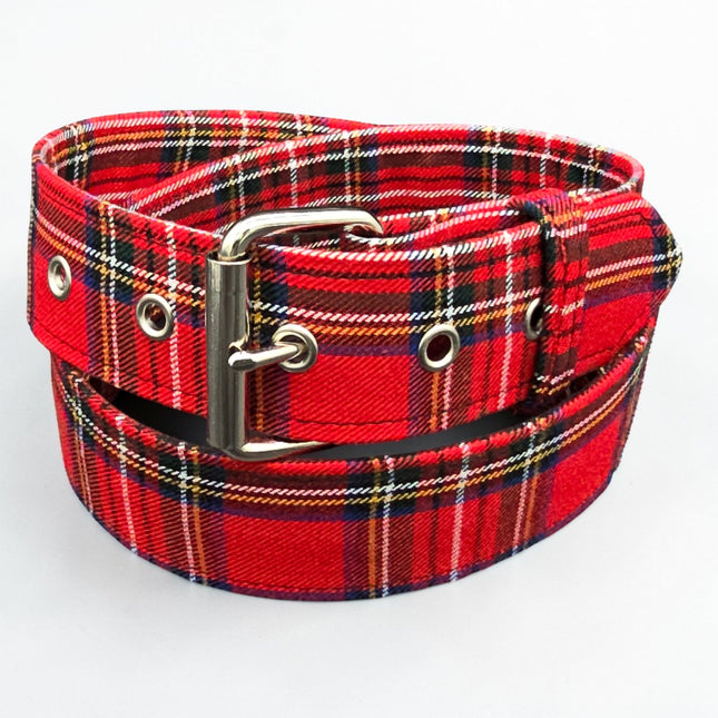 BT100-175 PLAID RED   PUNK  1 3/4" PLAIN BELT