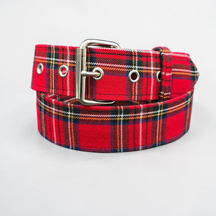 BT100-175 PLAID RED   PUNK  1 3/4" PLAIN BELT