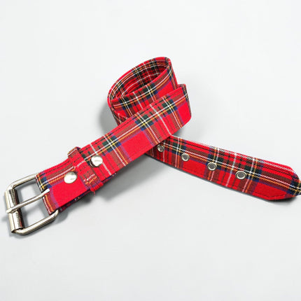 BT100-175 PLAID RED   PUNK  1 3/4" PLAIN BELT