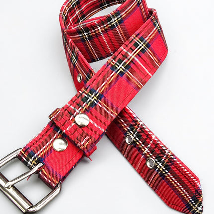 BT100-175 PLAID RED   PUNK  1 3/4" PLAIN BELT