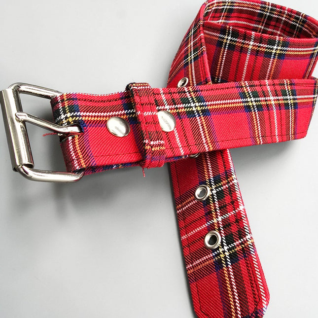 BT100-175 PLAID RED   PUNK  1 3/4" PLAIN BELT