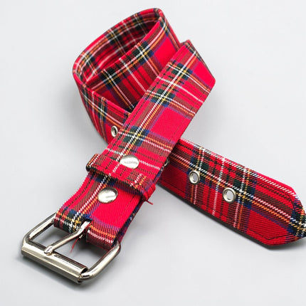 BT100-175 PLAID RED   PUNK  1 3/4" PLAIN BELT