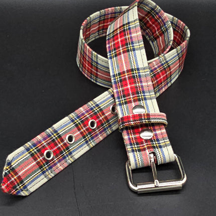BT100-175 PLAID WHITE  PUNK  1 3/4" PLAIN BELT