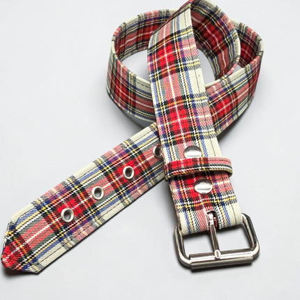 BT100-175 PLAID WHITE  PUNK  1 3/4" PLAIN BELT