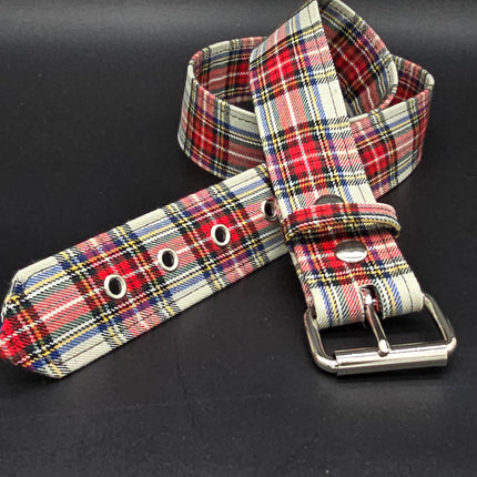BT100-175 PLAID WHITE  PUNK  1 3/4" PLAIN BELT