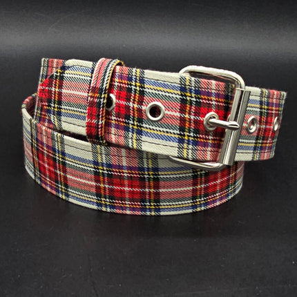 BT100-175 PLAID WHITE  PUNK  1 3/4" PLAIN BELT