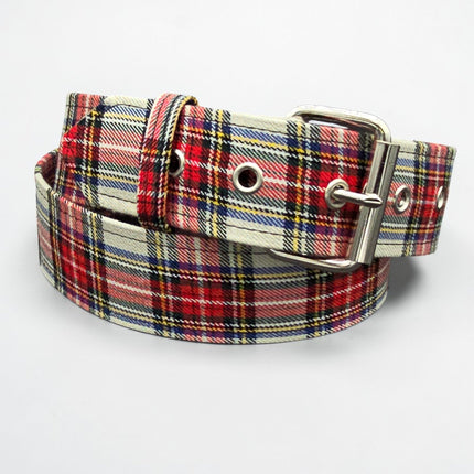 BT100-175 PLAID WHITE  PUNK  1 3/4" PLAIN BELT