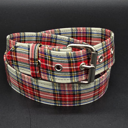 BT100-175 PLAID WHITE  PUNK  1 3/4" PLAIN BELT