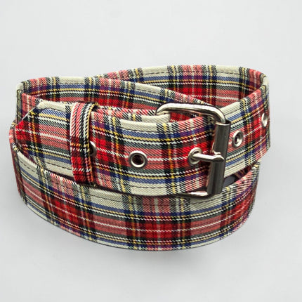 BT100-175 PLAID WHITE  PUNK  1 3/4" PLAIN BELT